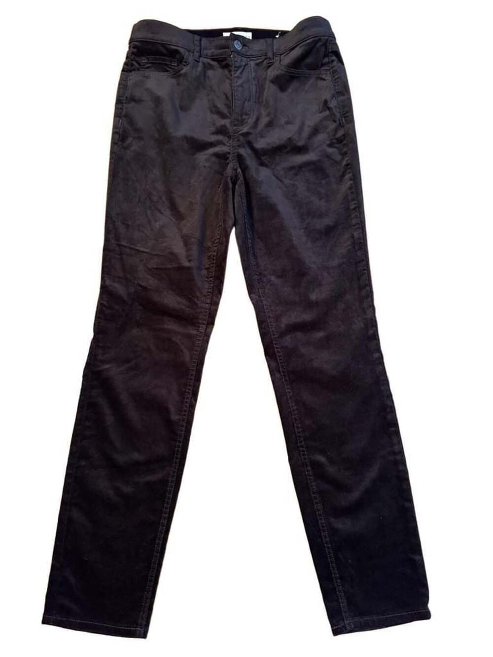 Loft Velvet Pants Size 8 Black Skinny Stretch Velvet h1510
